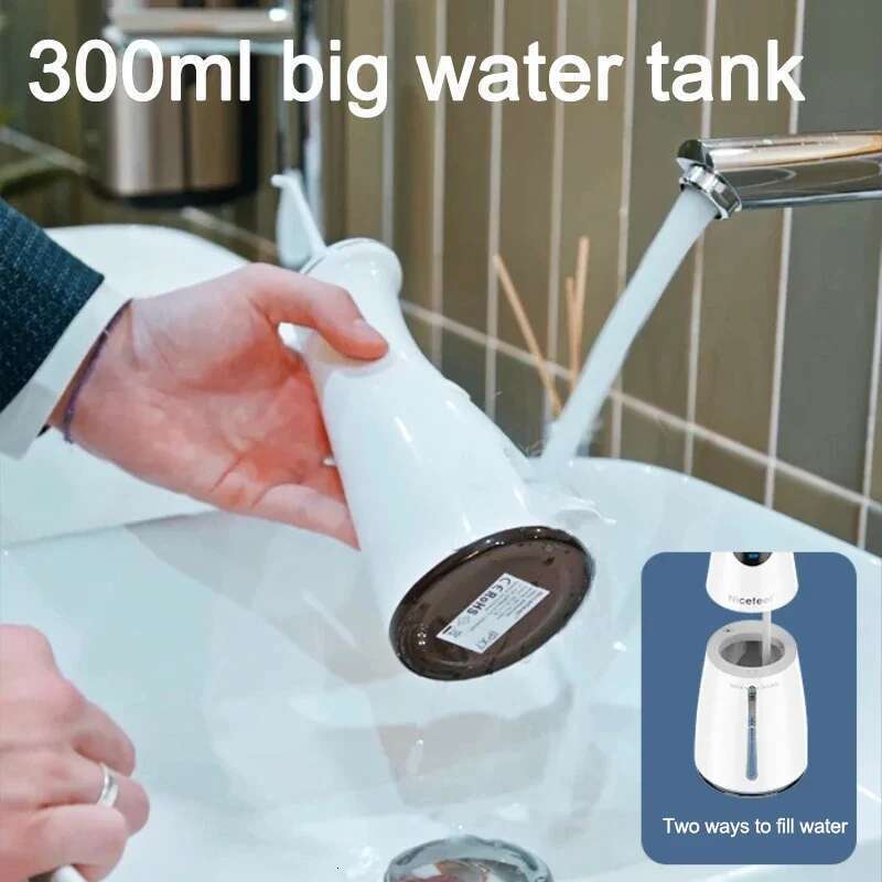 Oral Irrigator Flosser LED Display Screen Waterproof Dental Jet Floss 300ML Water Tank 6 Modes 5 Nozzles