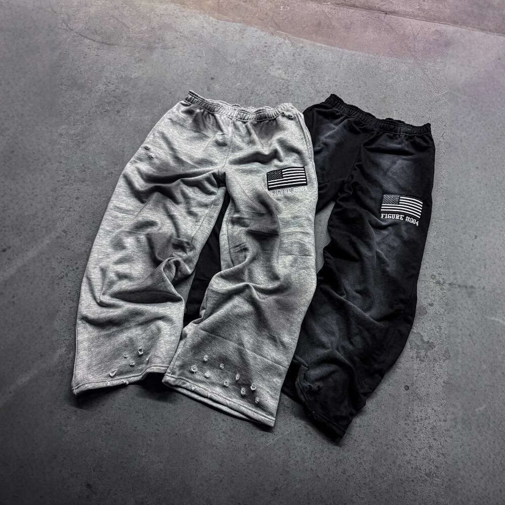Millennium New/Old Hole Design Casual Women's Trendy Harajuku Fashion Embroidered Pants Gothic Street Hip Hop Straight