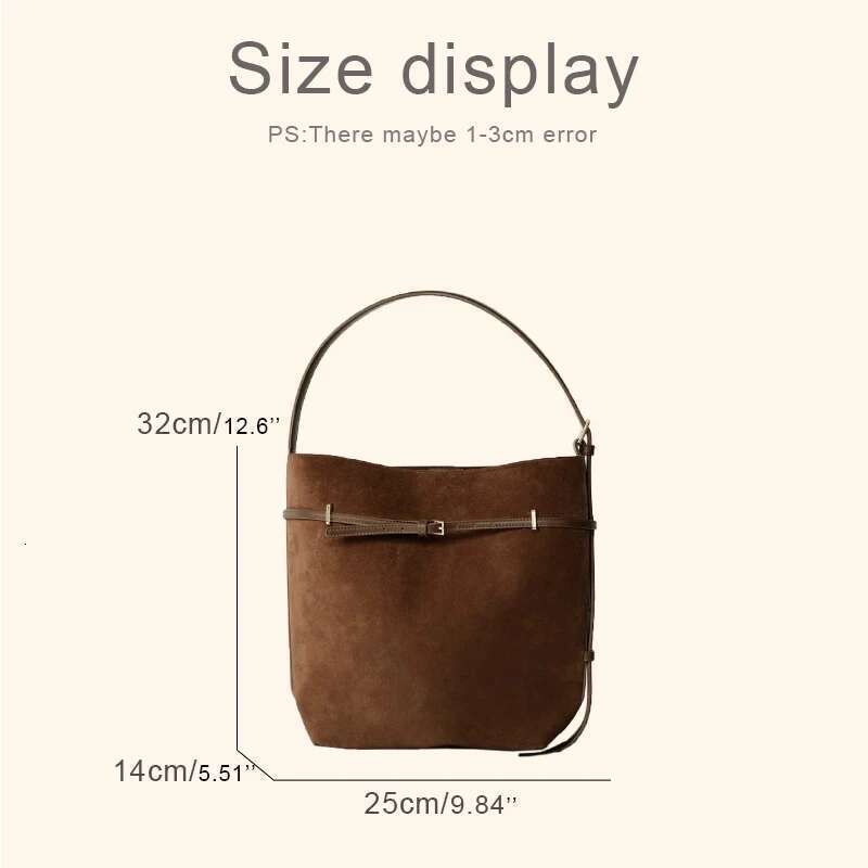 Vintage Faux Suede Tote Bags For Women Designer Handbag Purse 2024 New In PU Belt Buckle Large Capacity Underarm Shoulder