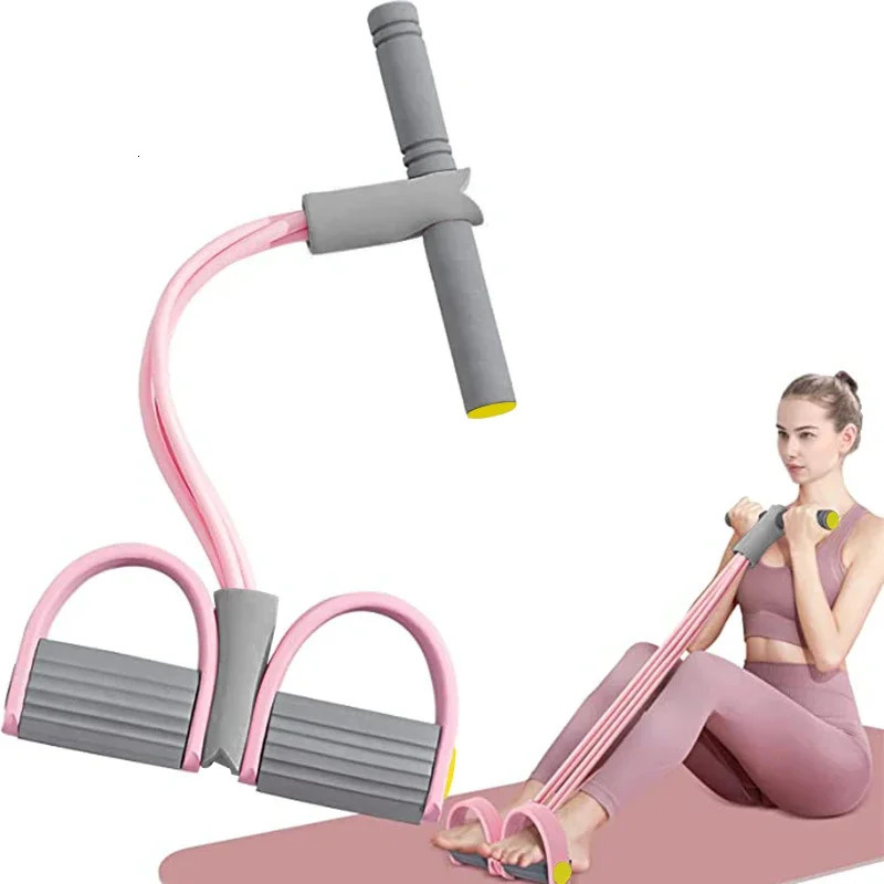 Resistance Band 4Tube Yoga Pedal Puller Elastic Pulling Rope Fitness Equipment for Abdominal Waist and Arm Training 250427