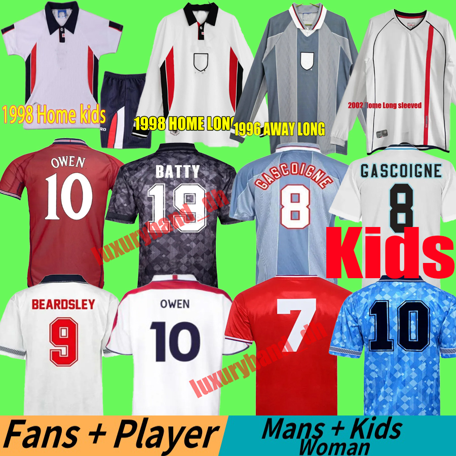 Retro Kids soccer jerseys KEEGAN Lampard GERRARD Retrio 1982 1994 2002 OWEN ROONEY GASCOIGNE 1998 classic England football shirt KANE 2000 2004 2006 2010 2012 NEAL