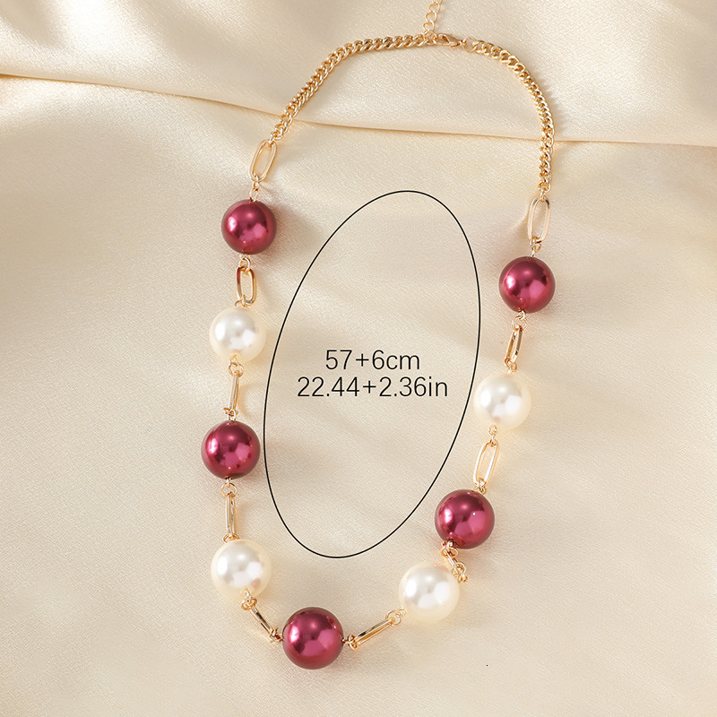 New colored long necklace, high-end feel, color preservation, light sweater, pearl chain