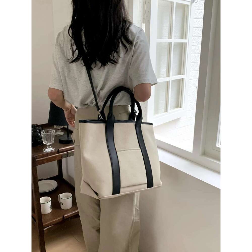 Kpop Canvas Women Handbag Large Capacity Brand Design Patchwork Female Shoulder Ladies Big Totes Casual Travel Shopping Bag