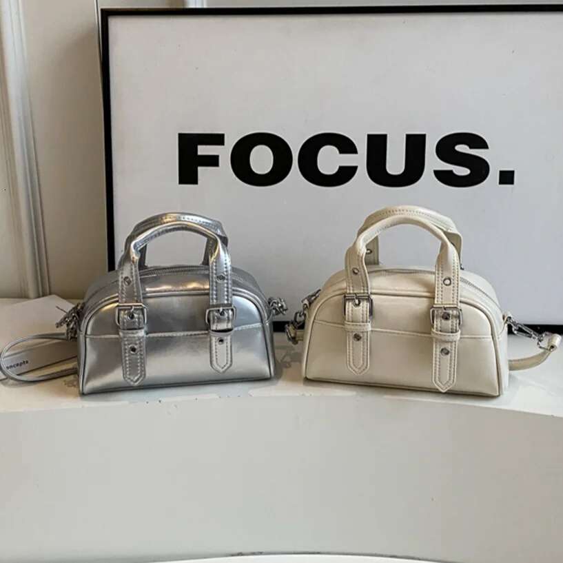 Women's Handbag PU Glossy Leather Boston Fashion Designer Shoulder Ladies Mini Tote Purse Female Crossbody Messenger Bag