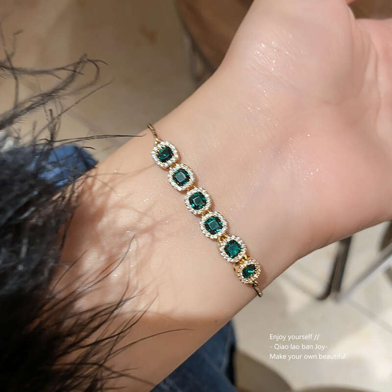 designer bracelet Real gold electroplated square zircon Korean light versatile bracelet, high-end and exquisite new style of jewelry