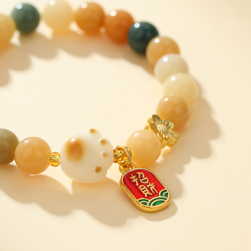 Colored Chinese Art Bodhi Old Style Bead Root Hand String, Multi Treasure Color Bracelet Jewelry