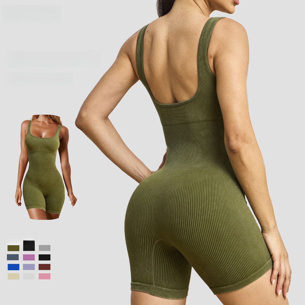 Threaded fitness seamless running exercise quick drying yoga suit jumpsuit shorts