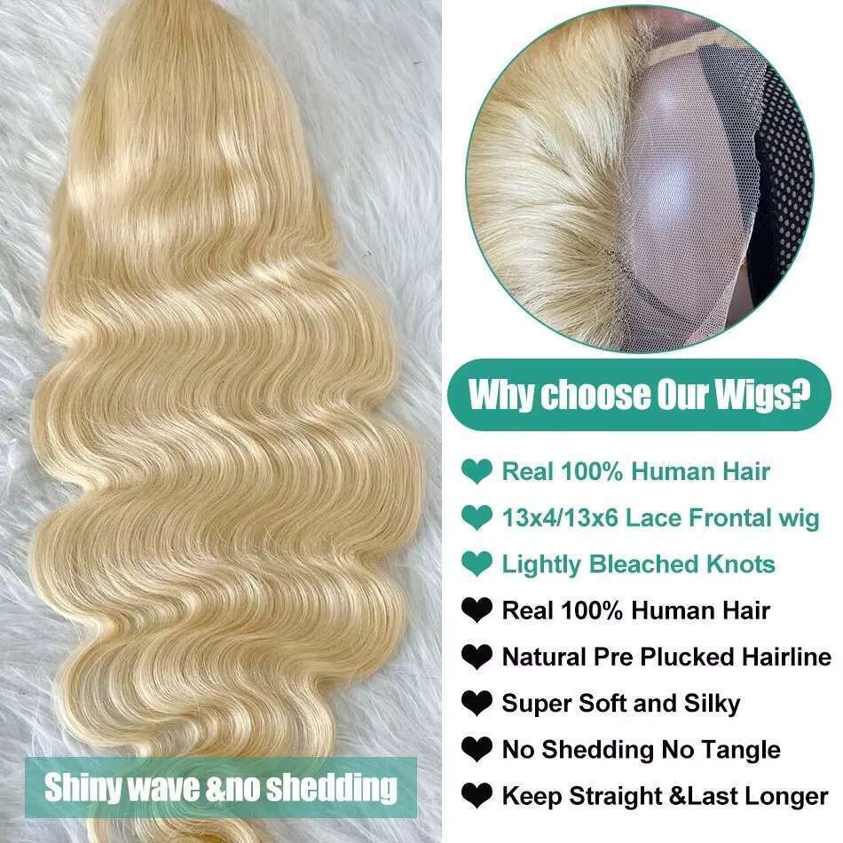 Mossily 250 Density 30 40 Inch Body Wave 613 Hd Frontal 13x6 Blonde Lace Front Wig Colored 13X4 Human Hair Wigs
