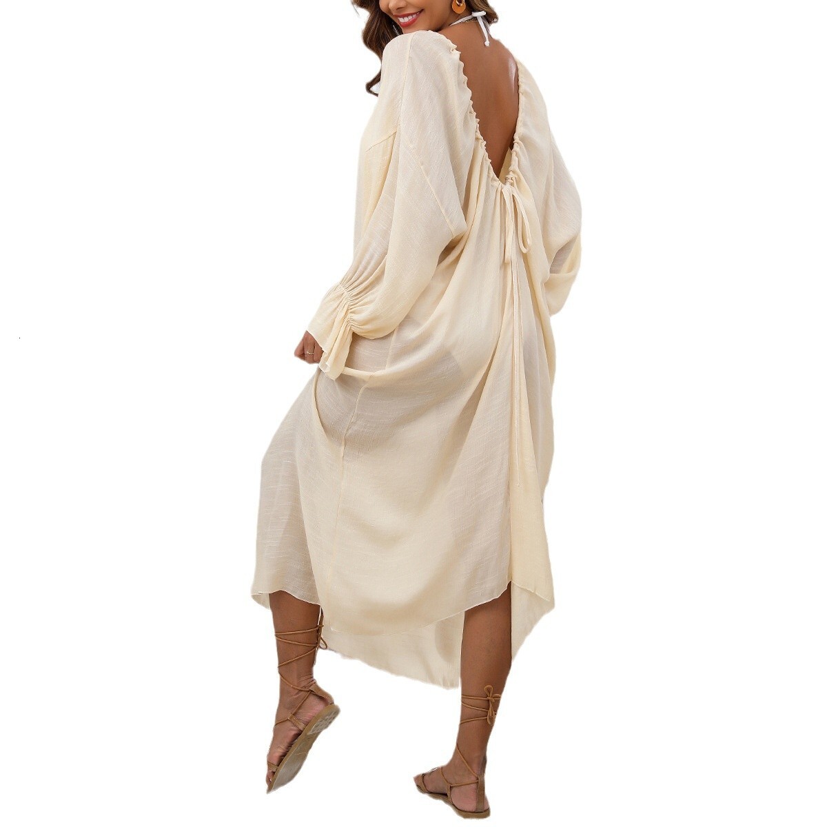 Designer Fashion 2025 Women Home Skirt Round Neck Deep V Back Bareback Bikini Top Cover