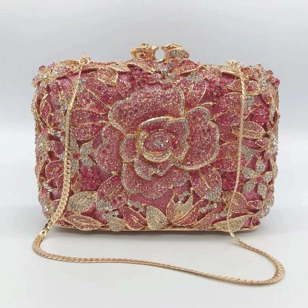2025 New Arrival Flower Crystal Wedding Bridal Clutch Purse Designer Women's Dinner Party tail Handbags Dia Bags