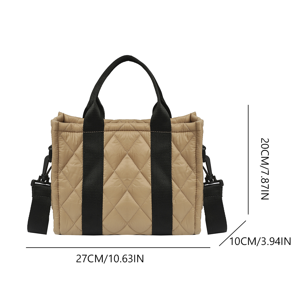 Quilted Tote Bag with Zipper Shoulder Bag with Adjustable Strap Crossbody Bag Ladies Handbag for Women Work Shopping Travel