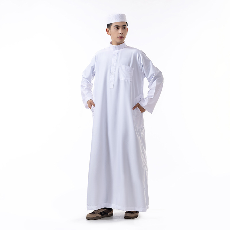 2025 New Fashionable Arab Robe Worship Dubai Hui Standing Collar Ethnic Style Men's Clothing