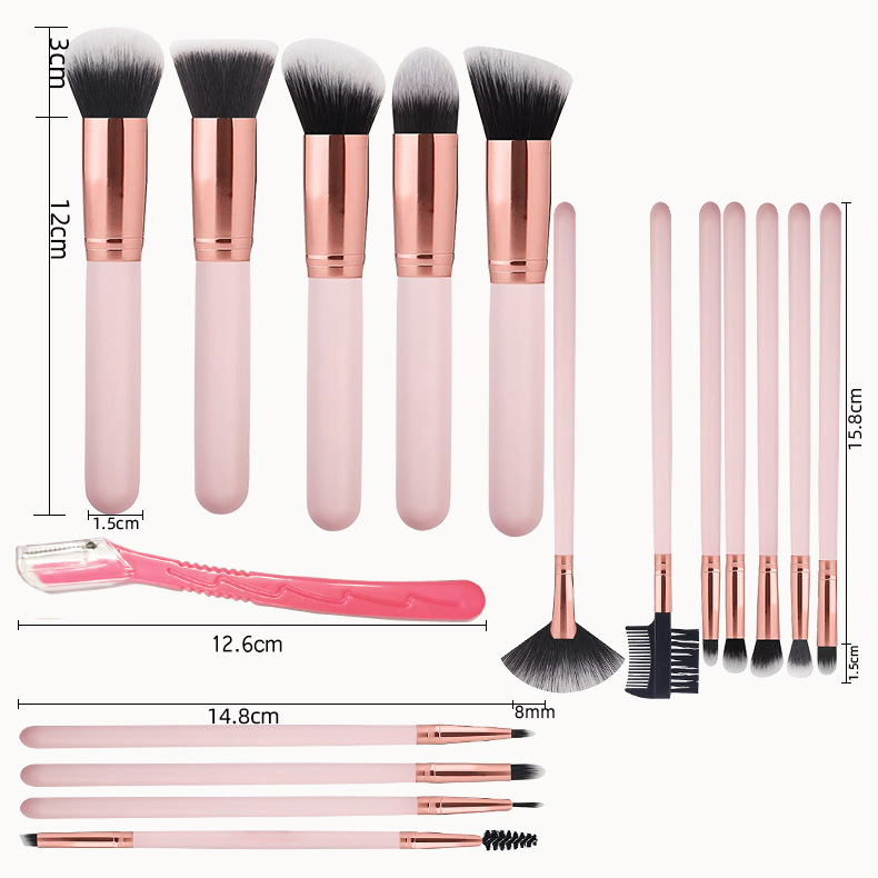 16 Pcs Makeup Brush Set with Eyebrow Razor Premium Synthetic Foundation Powder Concealers Eyeshadow Blush Makeup Brushes Soft Hair Make up Brushes Kit