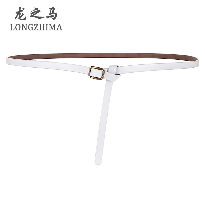 New womens leather Korean version versatile simple thin belt small Japanese button cowhide decorative dress with narrow belt250520