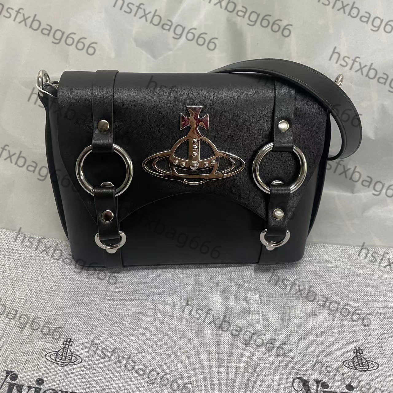 the Empress Matte Black Motorcycle Bag Same Style Single Shoulder Crossbody Messenger H250520