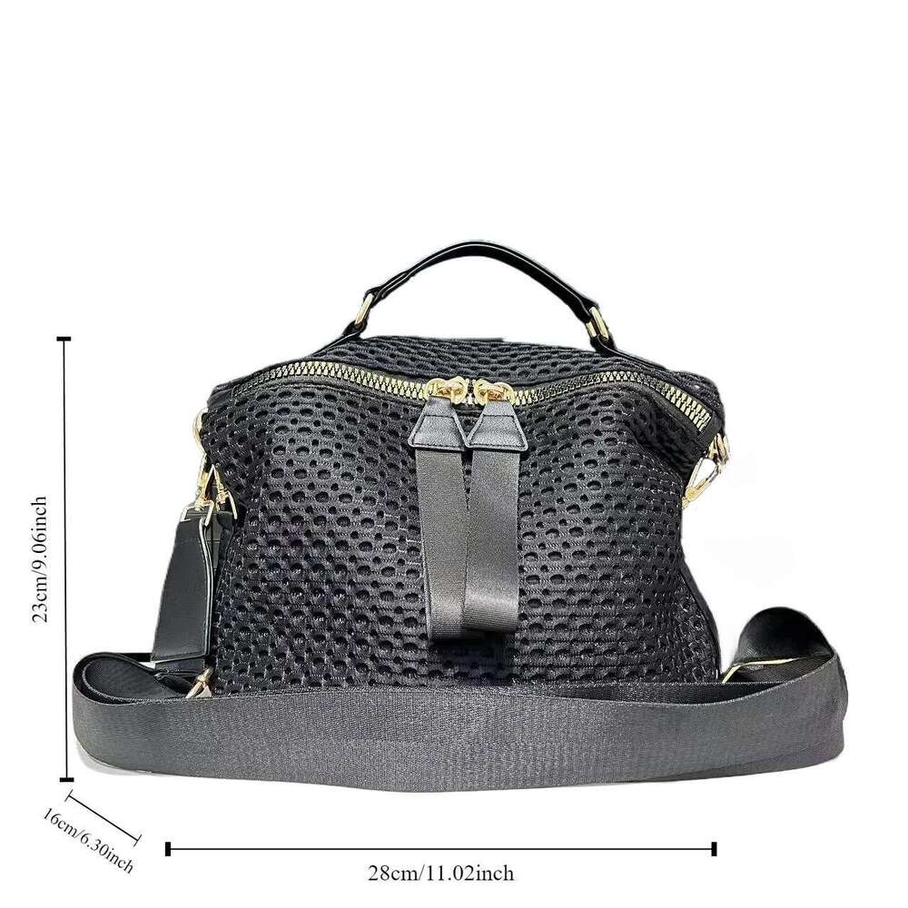 Women's Fashion Mesh Lightweight Bag Daily Use Portable Wide Shoulder Strap Multifunctional Crossbody Handbag