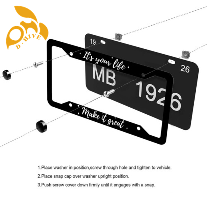 Free Shipping designer customized Exterior Accessories License Plate Frames Four holes printing black fashion