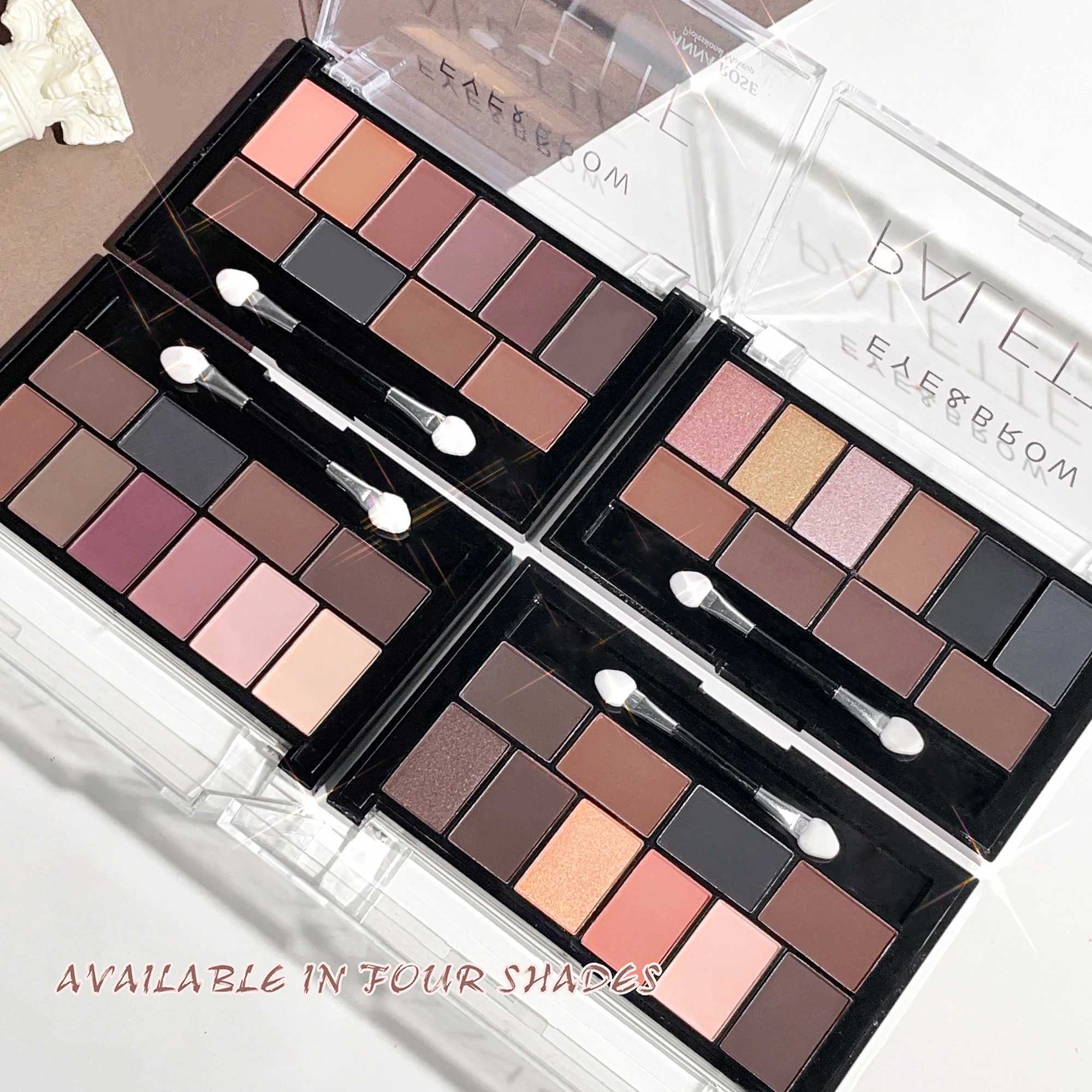10-Color Eyeshadow Palette With Brush Smokey Grey Brown Shades Matte Shimmer Glitter Highlight Long-Lasting Waterproof SweatpXJ250520