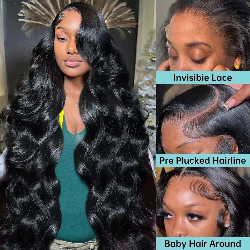13x6 HD Transparent Frontal Human Hair Wigs 250% 30 40 Inch Body Wave Lace Front Wig Brazilian For Black Women