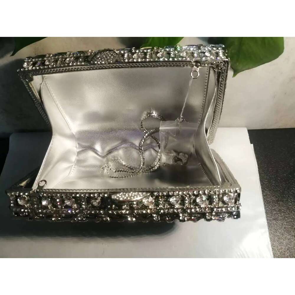 Women Sier Color Crystal Clutch Purse Big Stones Evening Bags Wedding Rhinestone Handbags Bridal Dia Clutches Purses Bag