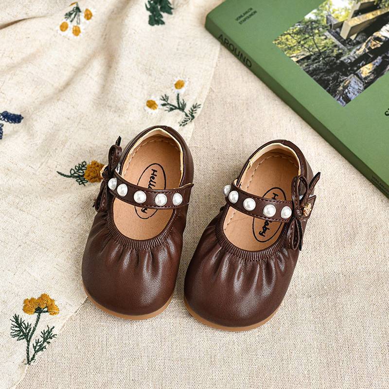 Ddmyshoesvip Spring Girls Soft Soled Baby Princess Pearl Little Leather Shoes Children S Single Shoes For Girls