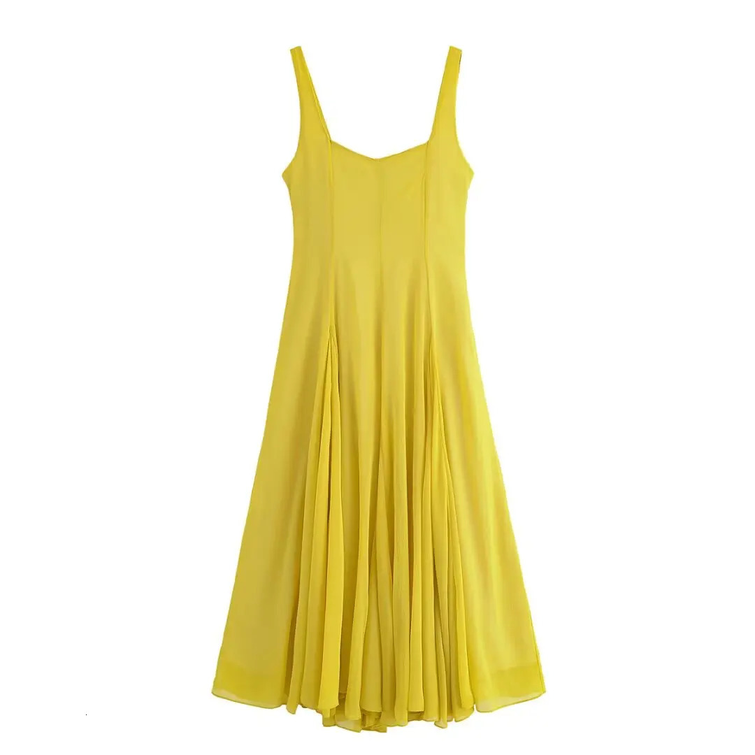 UNIZERA Womens Dress Fashionable Vacation Style Wide Shoulder Straps Folded Flute Summer 250520