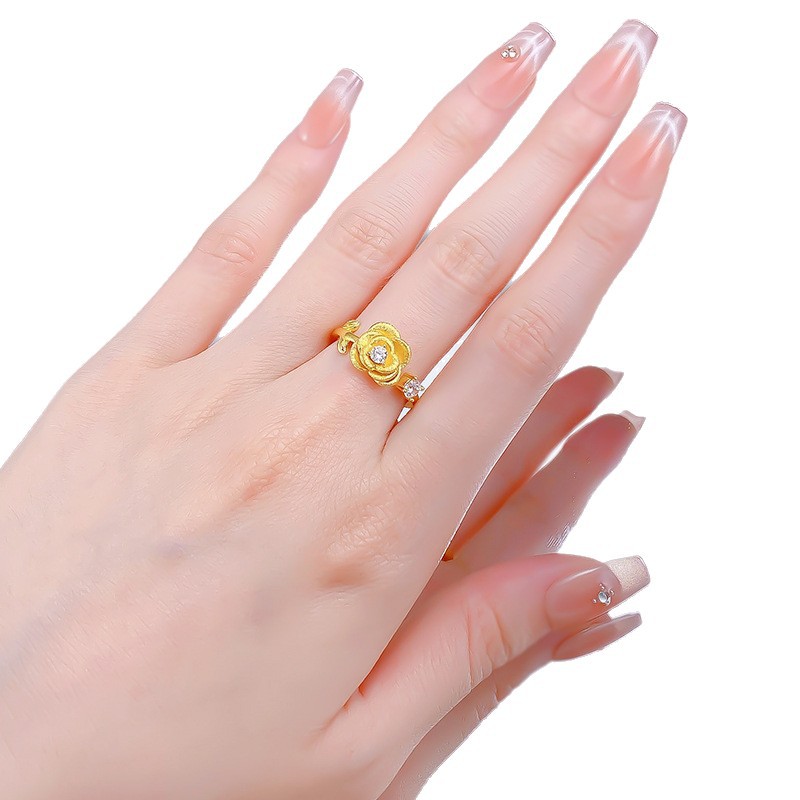 Elegant Rose Gold S925 Sterling Silver Flower Ring with Sparkling Diamonds, Perfect for Casual and Formal Occasions, Ideal for Gifting