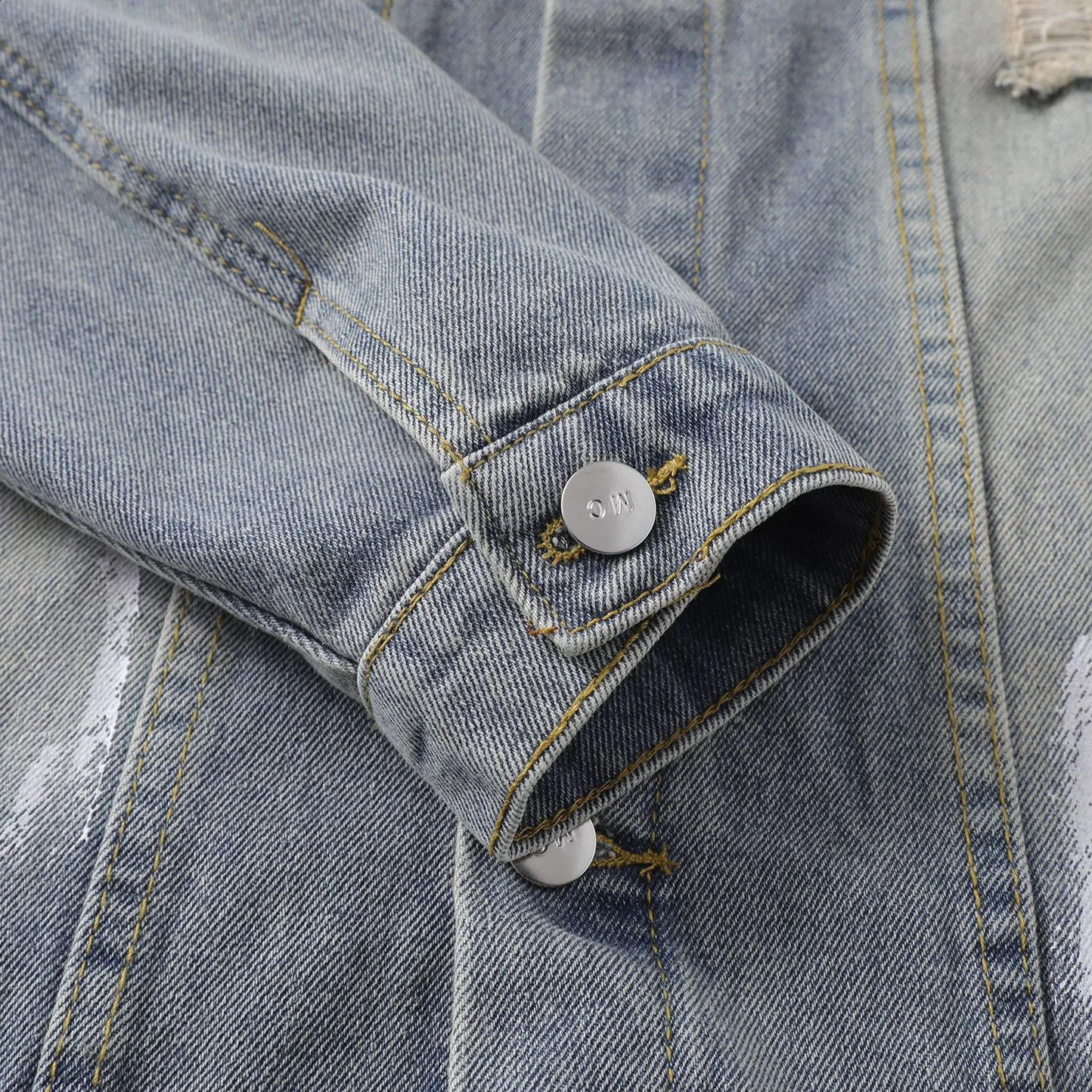 2025 Original Hip Hop Graffiti Ripped Denim Jacket Man American Street Trendy Loose Casual Distressed Cowboy Vintage Y2k 250516