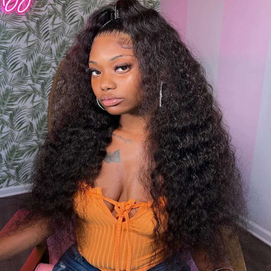 Curly 30 Inch Hd 13x6 Water Frontal Human Hair Wigs Deep Wave Lace Front Wig For Black Women on Sale