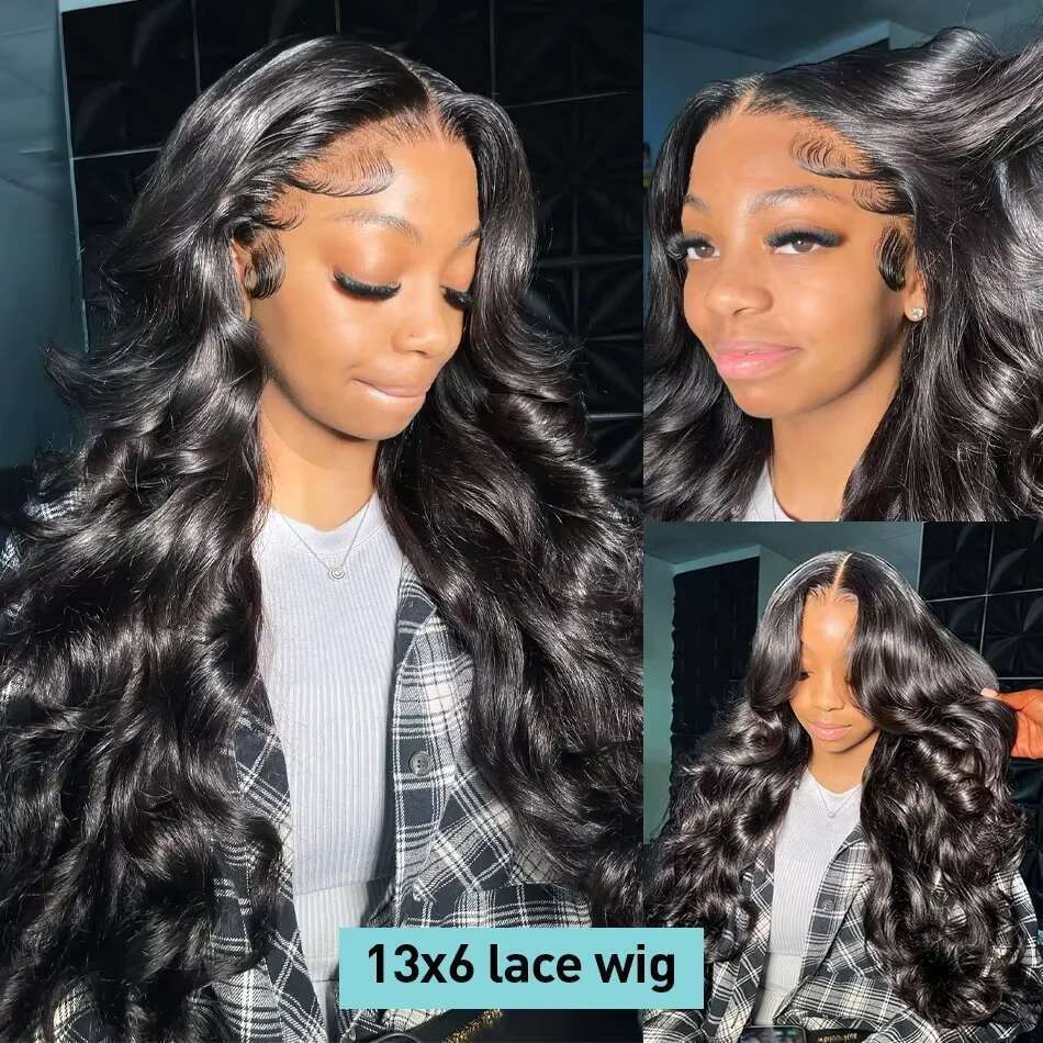 13x6 HD Transparent Frontal Human Hair Wigs 250% 30 40 Inch Body Wave Lace Front Wig Brazilian For Black Women