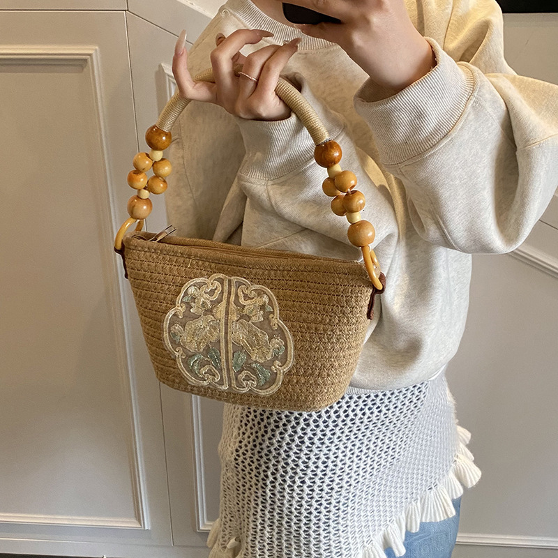 Women's Shoulder Bag Free Shipping Designer Bag Chinese Style Simple Knitted Bag Handbag Fashionable Woven Commuting Tote Bag Vacation Beach Bag