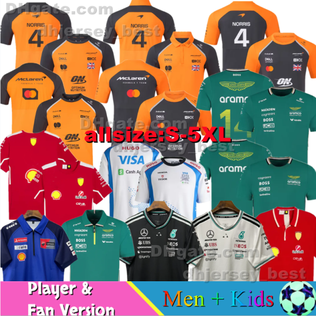 2025 Aston Martin McLaren Men's T-Shirts Jersey Mercedes Alonso T-shirt F1 26 piastri Official Mens Fernando Alonso T-Shirt Formula 1 Racing Suit F1 Shirt MOTO Moto