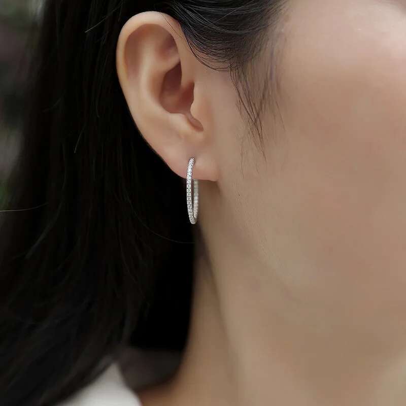 Moissanite Hoop Earring for Women D Color Women Moissanite Hoop Earrings Luxury Long Womens Moissanite Hoop Earrings