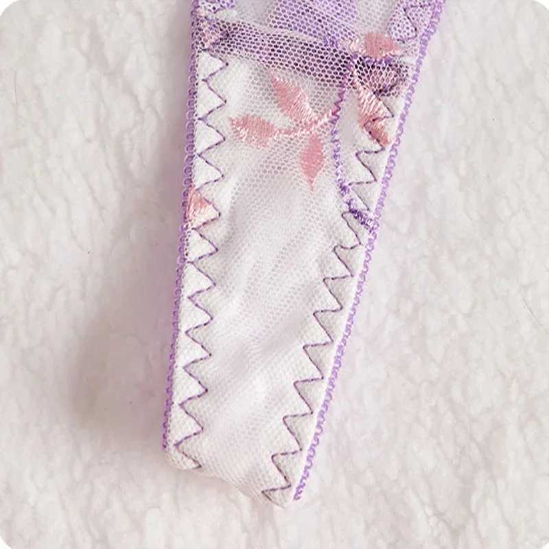 Sexy Purple Sexy Lingerie for Women Mesh Hollow Out See-Through Thin Embroidered Sexy Interesting Lace Underwear Set New R250520