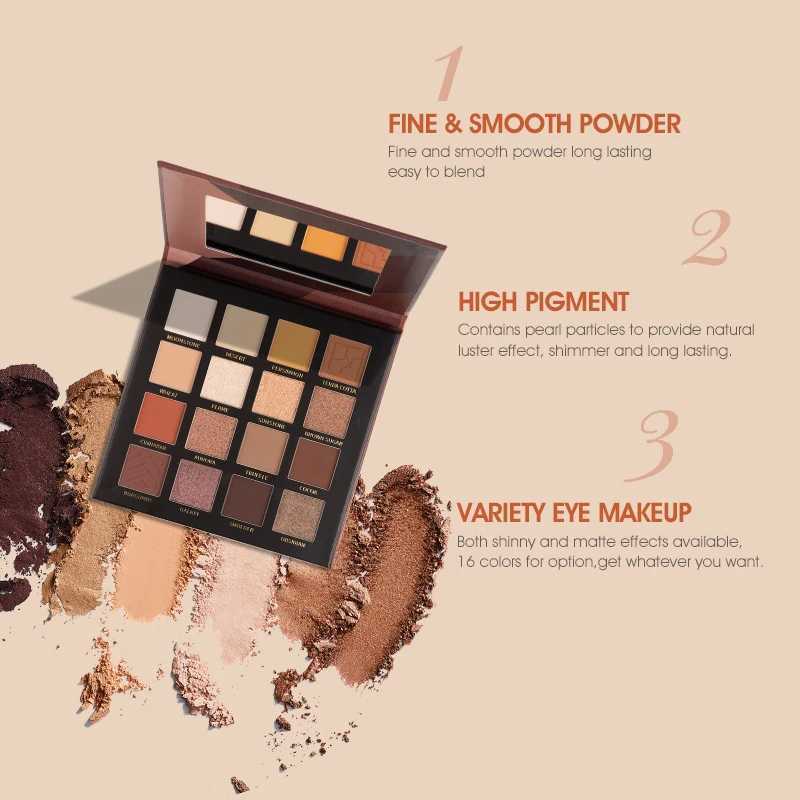 IMAGIC New 16 Color Eyeshadow Shimmer Palette Matte Highlighter For Lasting Pigmented Powder Professional Mineral Powder Makeup W250520