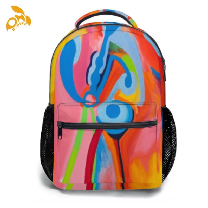 Free delivery. Top designers customize lightweight and high-quality full-print white and black schoolbags in beige.