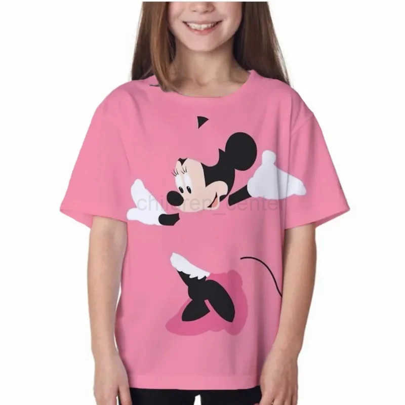 2024 Summer New Disney Mickey Mouse 3d Print T-Shirt Children Cute Kid Cartoon T-shirt Boys Girls Clothing Unisex Short Sleeves W250520