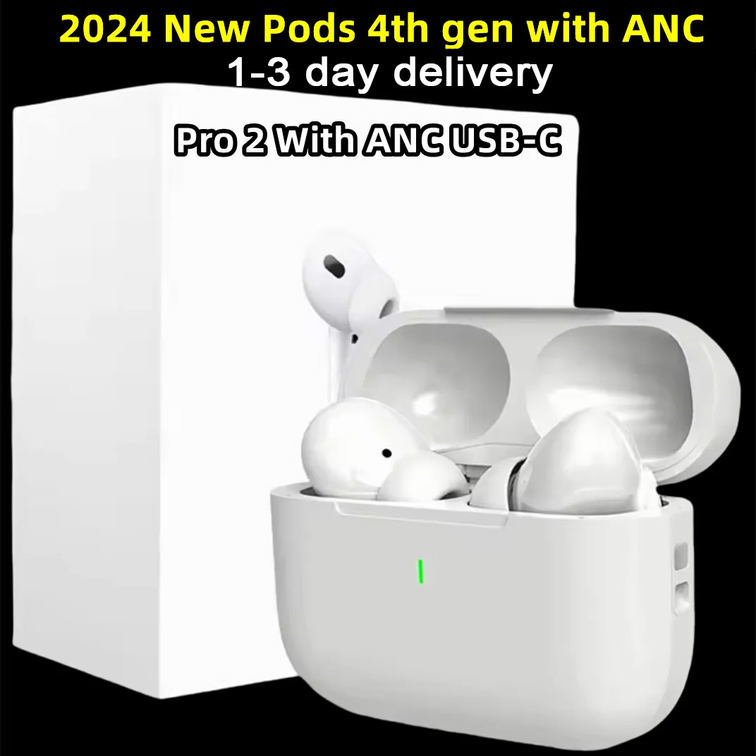 USA Stock Pods 4th gen Pods Pro 2 With ANC USB C TWS Earphones Wireless Headphones Active Noise Cancellation Pods 2nd Bluetooth Earphone Headset USB-C charging port