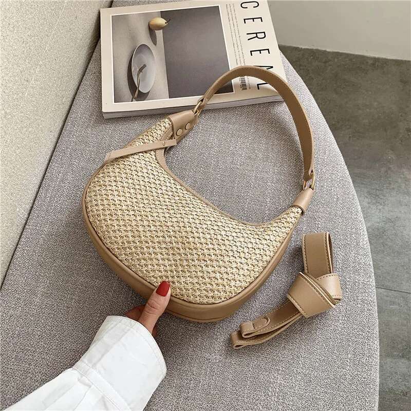 Straw Underarm Women's New Niche High-Grade Fashion Elegant Crossbody Leisure Holiday Shoulder Bag