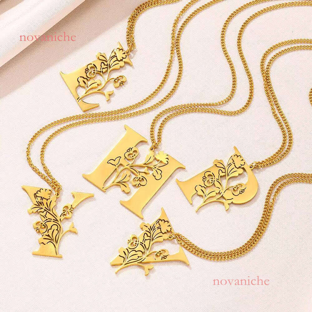 Classic style gold-plated stainless steel name necklace, men's/women's wedding party names and surnames