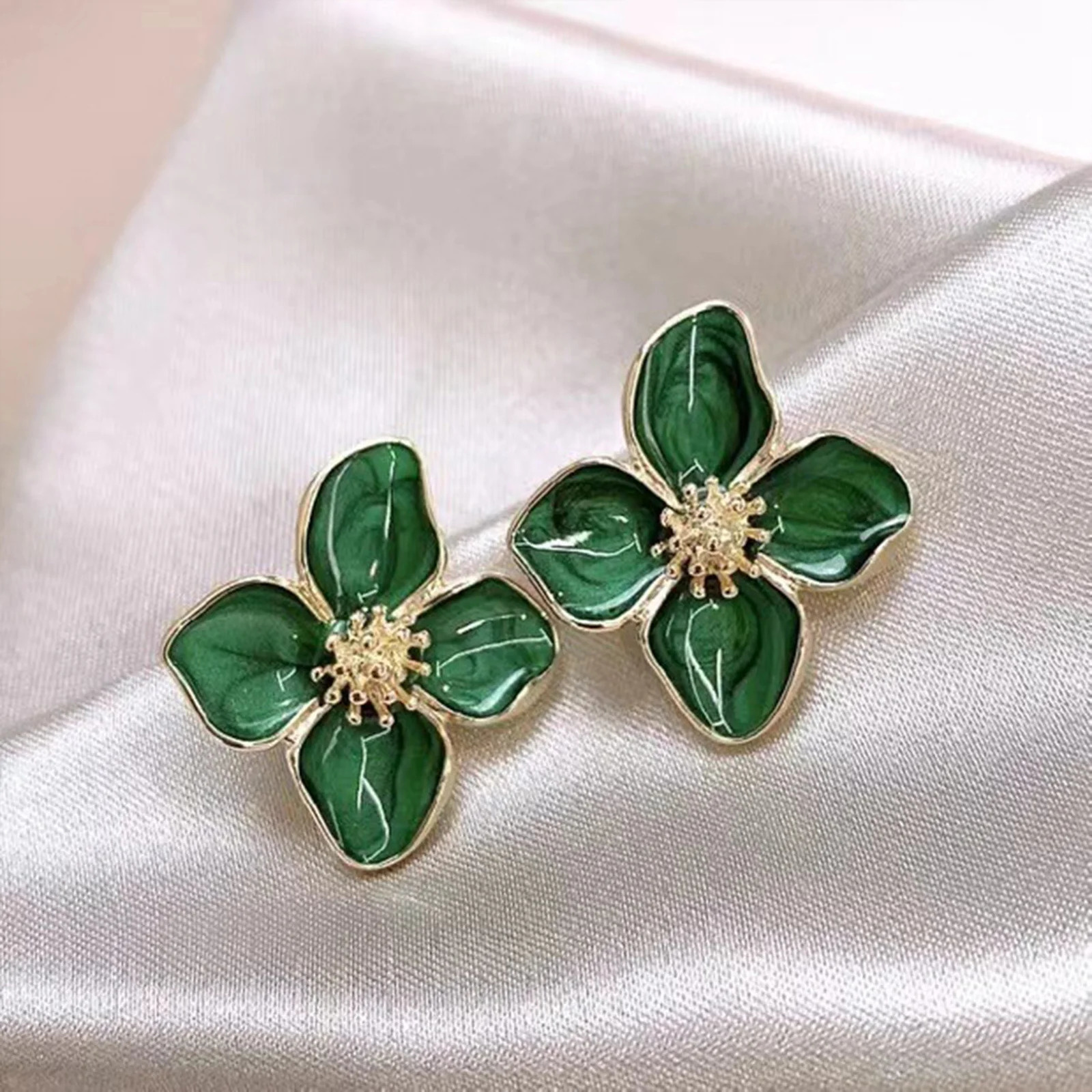 Women Flower Studs Earrings Luxurious Style Flower Shape Metal Earrings for Banquet Gown Travel Ears Decor 250517