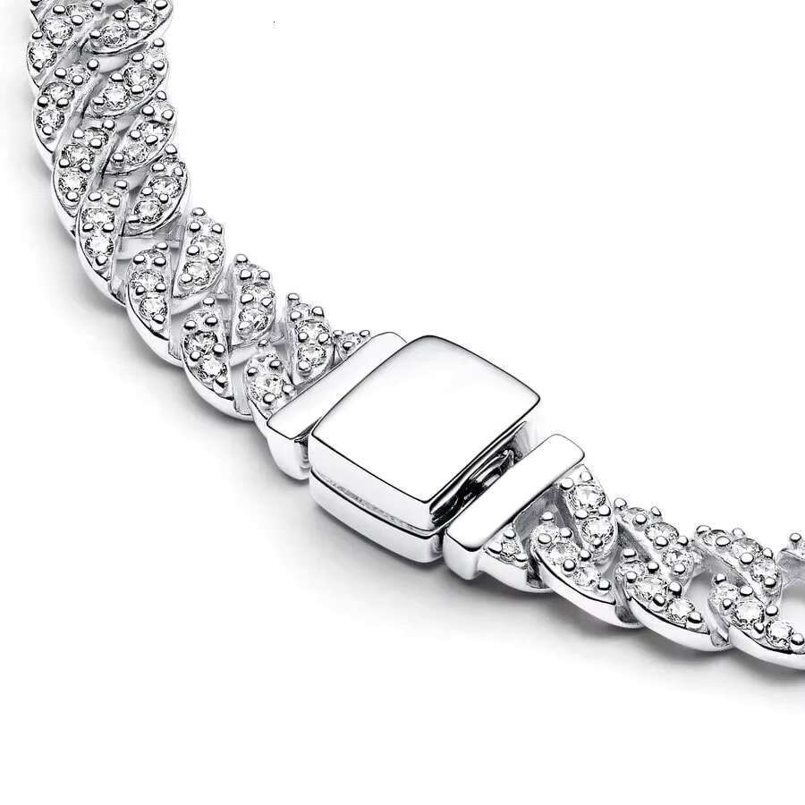 Gold and sier eternal paving Cuban chain bracelet fits charming women's shiny jewelry fashion trend 2025 hot selling