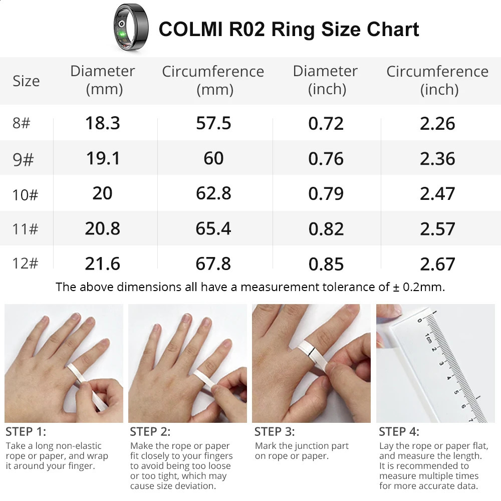 COLMI R02 Smart Ring Military Grade Steel Shell Health Monitoring IP68 3ATM Waterproof Multi-sport Modes 250514