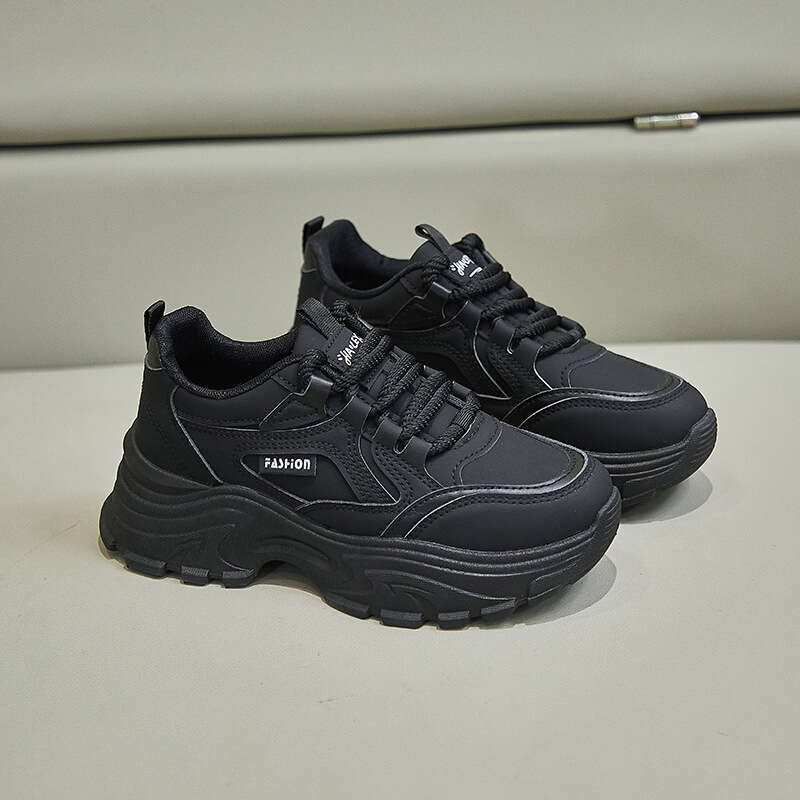 2024 autumn new breathable student sports height increasing casual ins Korean version leather low top dad shoes female 8821