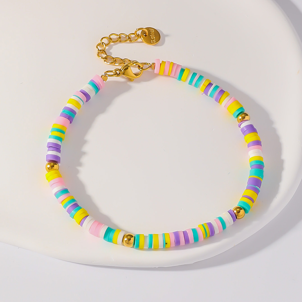 ceramic rice bead freshwater pearl bracelet, fashionable and cute beach style bracelet