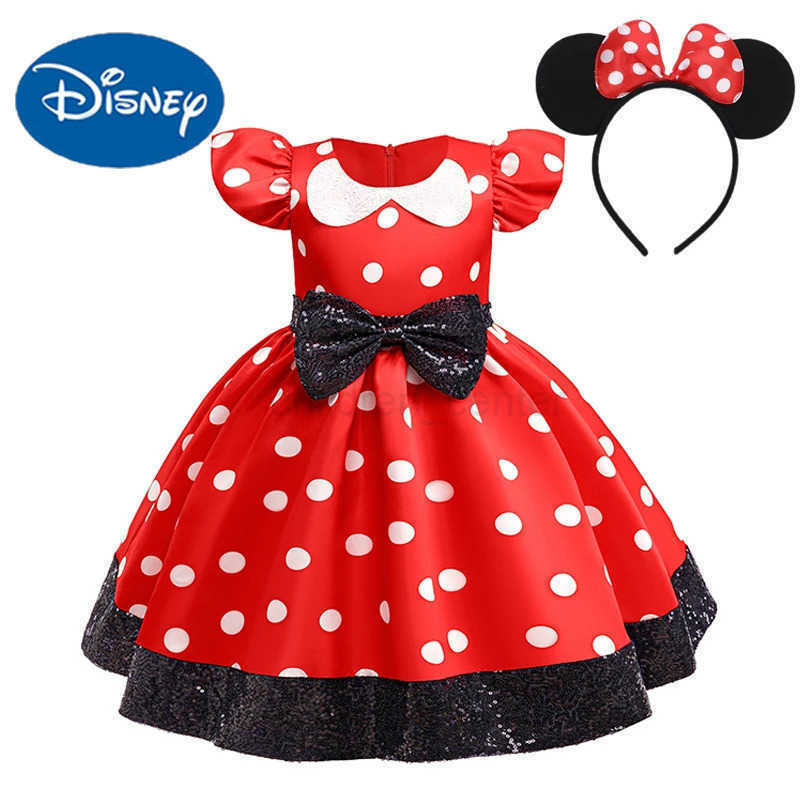 Disney New Polka Dot Bow Sequin Little Fly Sleeve Princess Dress for Girls Christmas and Halloween Cosplay Performance Costume W250520 W250520