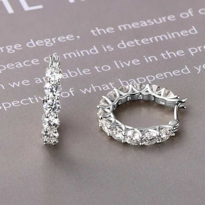 4mm Moissanite Huggie Hoop Earring for Women D Color Women Moissanite Hoop Earrings Luxury Womens Moissanite Hoop Earrings