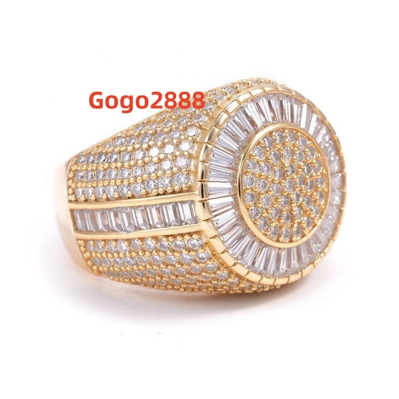 HYH New 925 Silver Fashion Hip Hop Moissanite Ice Out Rings Men