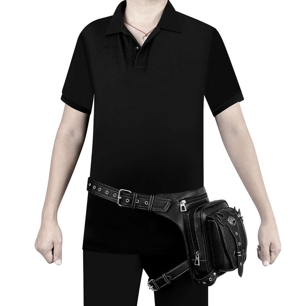New Tactical Leg Riding Men's Waist PU Leather Motorcycle Leggings Outdoor Bag