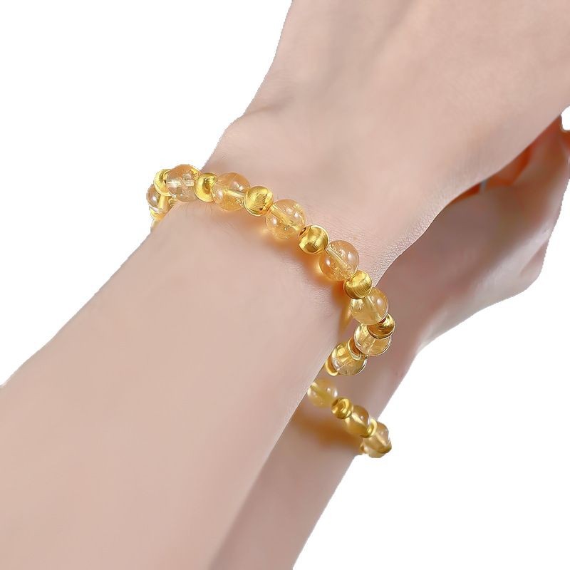 S925 Sterling Silver Luxury Gold-Plated Beaded Bracelet with Transparent Gemstones, Elegant and Stylish for Women